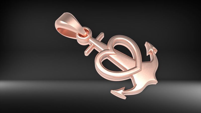 Heart Anchor Pendant 3D print model_4
