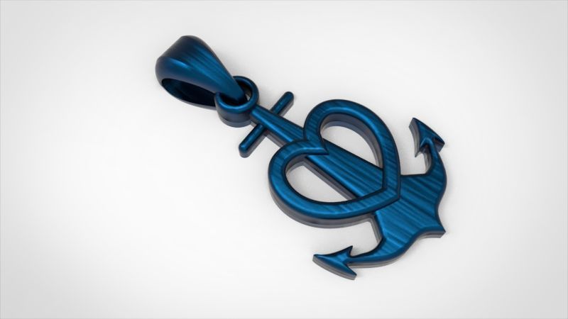 Heart Anchor Pendant 3D print model_10
