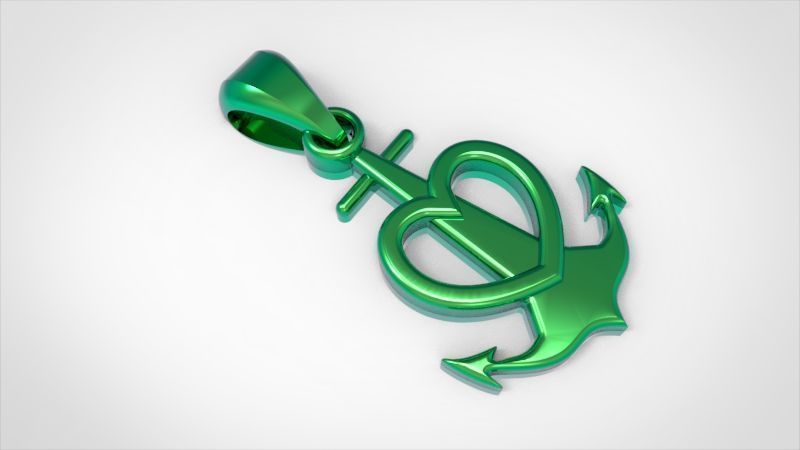Heart Anchor Pendant 3D print model_8
