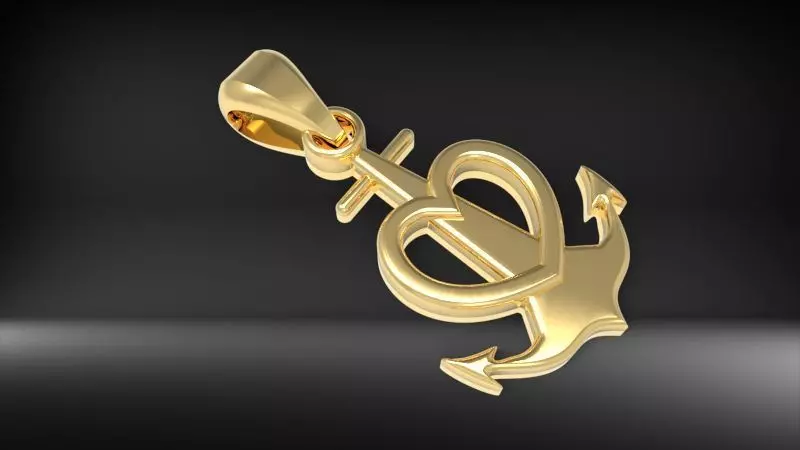 Heart Anchor Pendant 3D print model_0