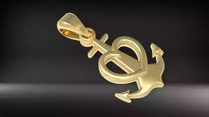 Heart Anchor Pendant 3D print model Heart Anchor Pendant 3D print model
