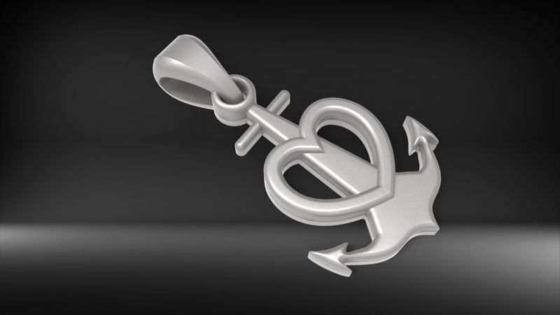 Heart Anchor Pendant 3D print model_16