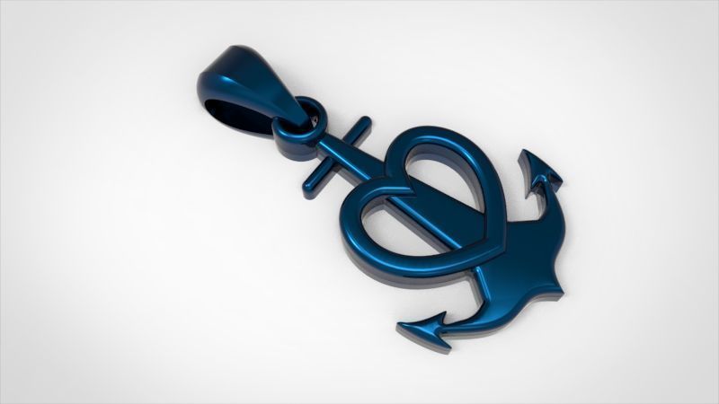 Heart Anchor Pendant 3D print model_9