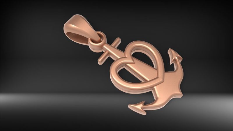 Heart Anchor Pendant 3D print model_2