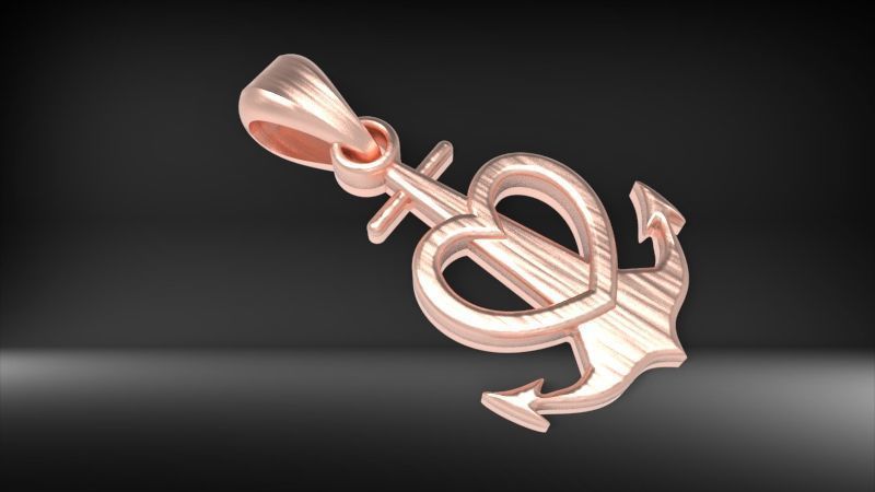 Heart Anchor Pendant 3D print model_6