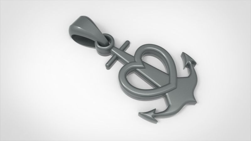 Heart Anchor Pendant 3D print model_17