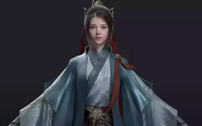 Chinese Girl AsianGirl Y002 3D model 3D model