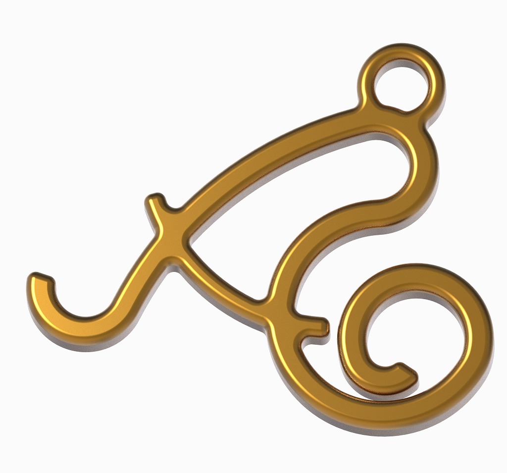 Stylish Pendant Letter A 3D print model_2