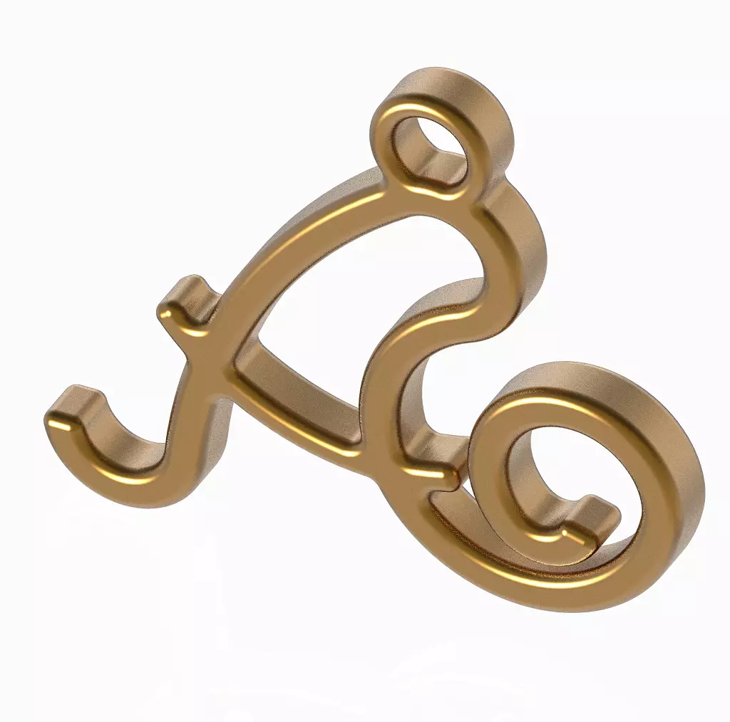 Stylish Pendant Letter A 3D print model_0