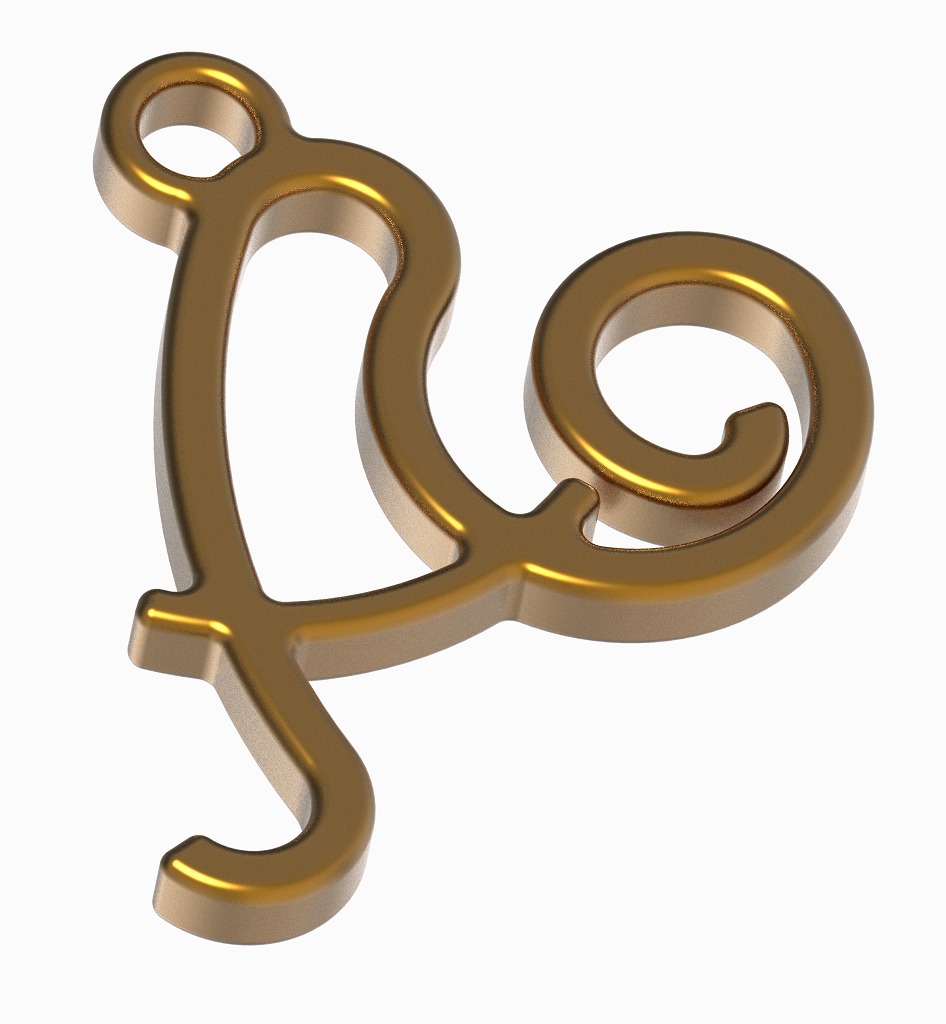 Stylish Pendant Letter A 3D print model_3