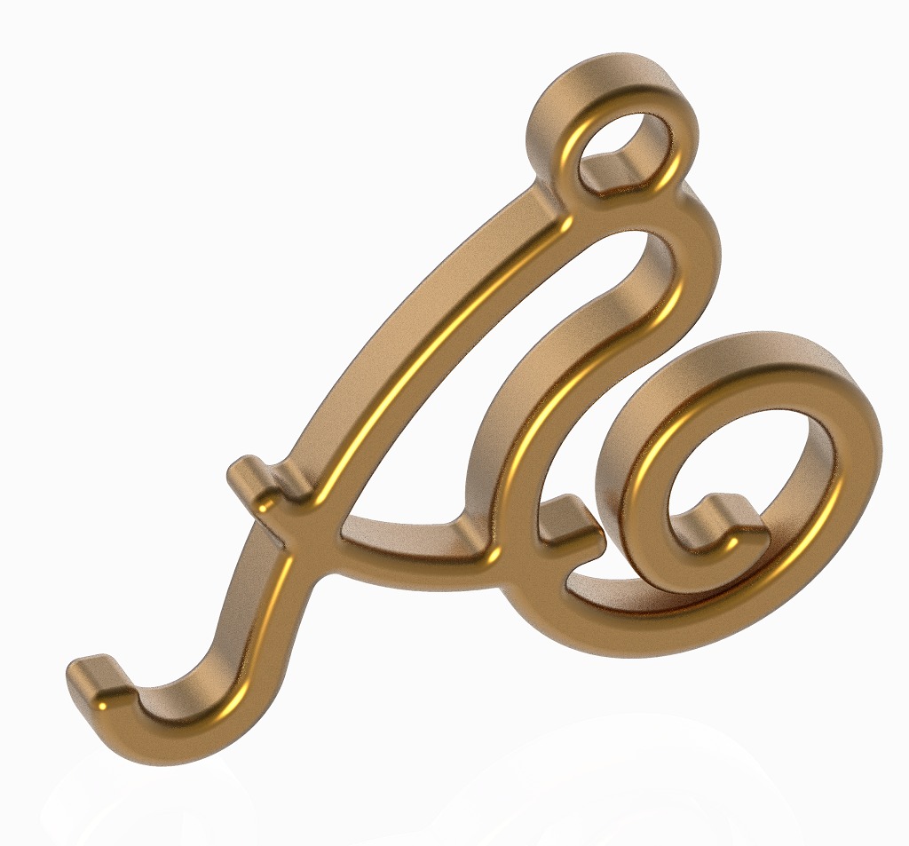 Stylish Pendant Letter A 3D print model_1