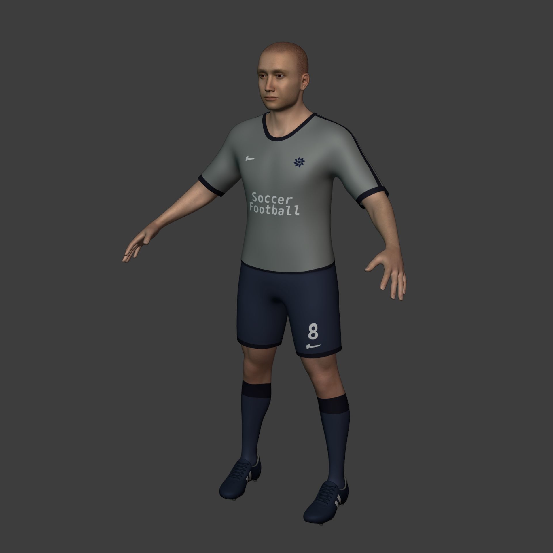 Soccer - Football Player -- High Quality IK and FK Rig Low-poly 3D model_6