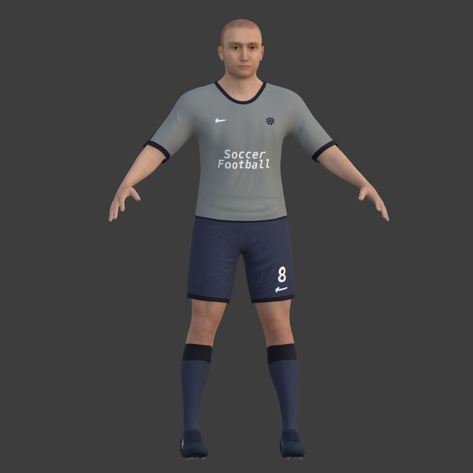 Soccer - Football Player -- High Quality IK and FK Rig Low-poly 3D model_10