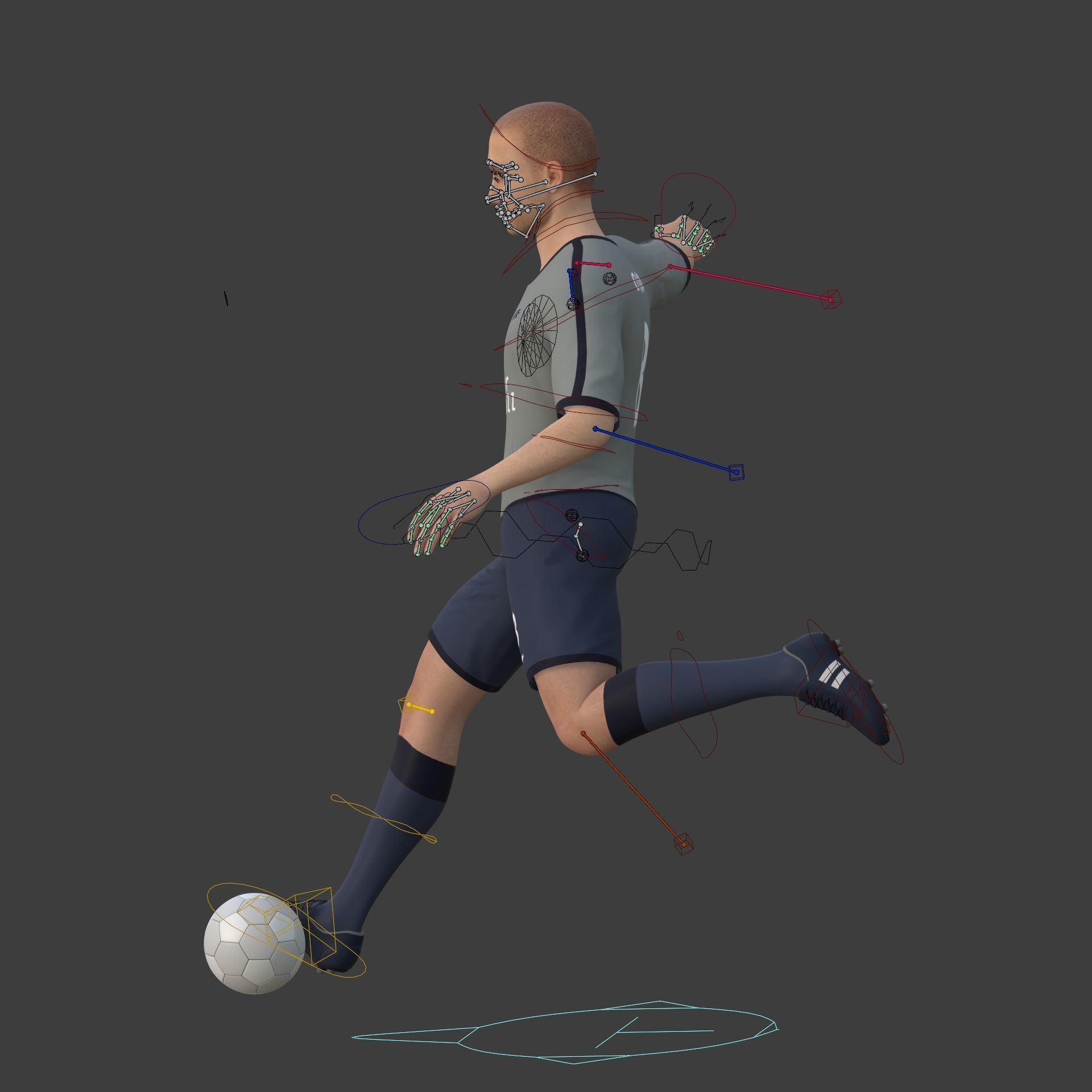 Soccer - Football Player -- High Quality IK and FK Rig Low-poly 3D model_2