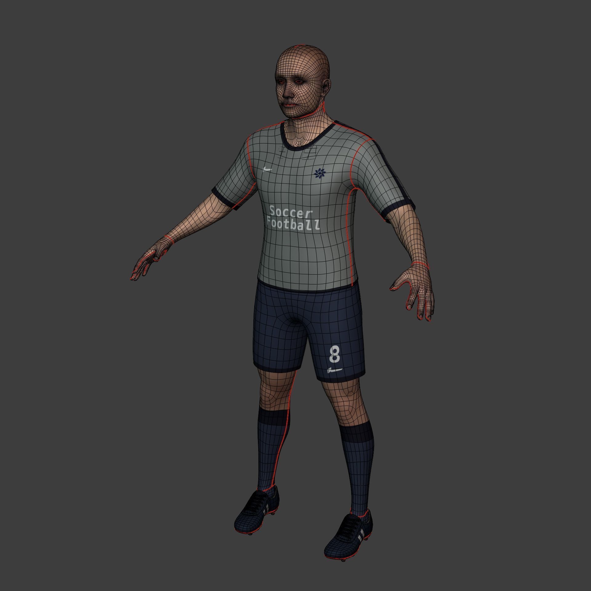 Soccer - Football Player -- High Quality IK and FK Rig Low-poly 3D model_7