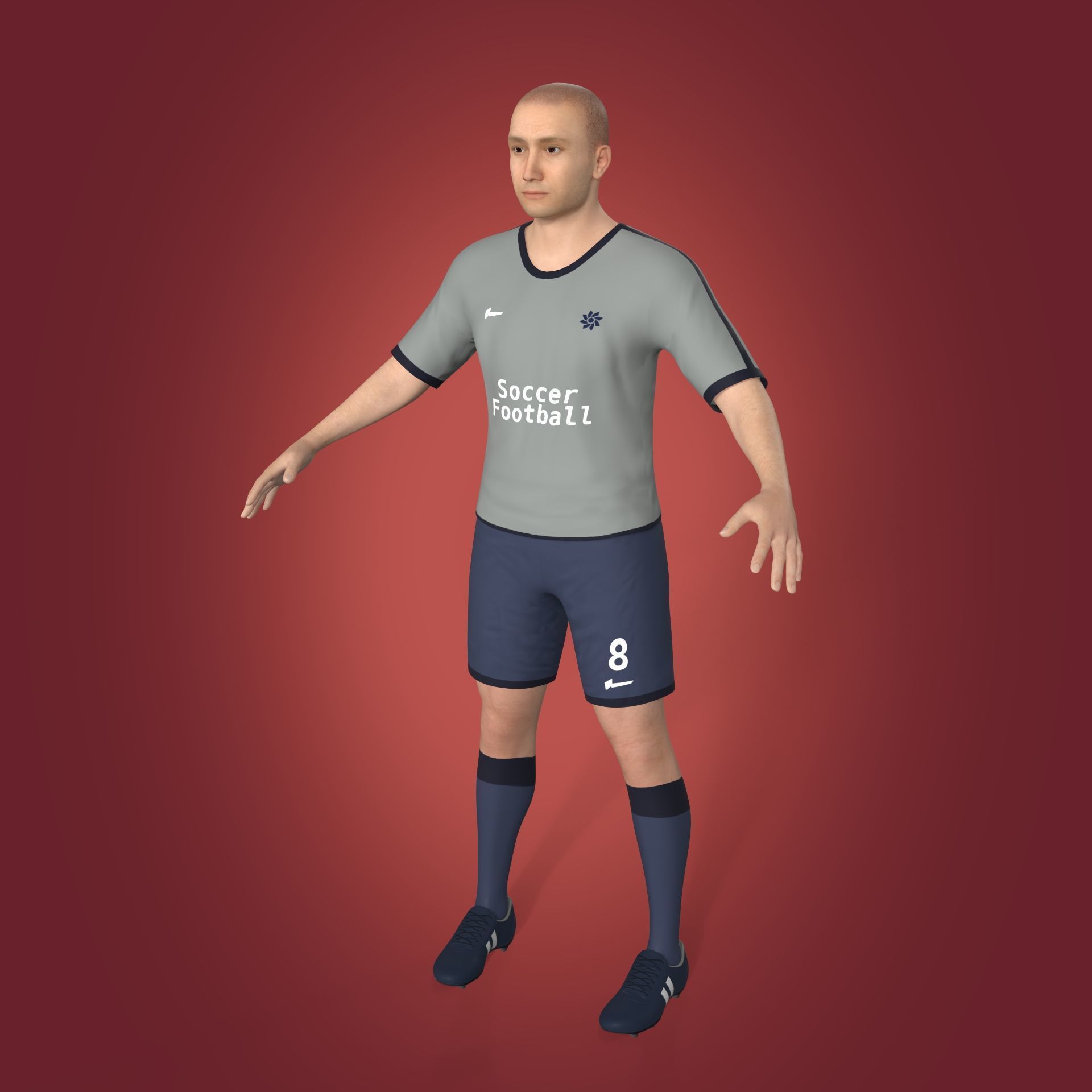 Soccer - Football Player -- High Quality IK and FK Rig Low-poly 3D model_1