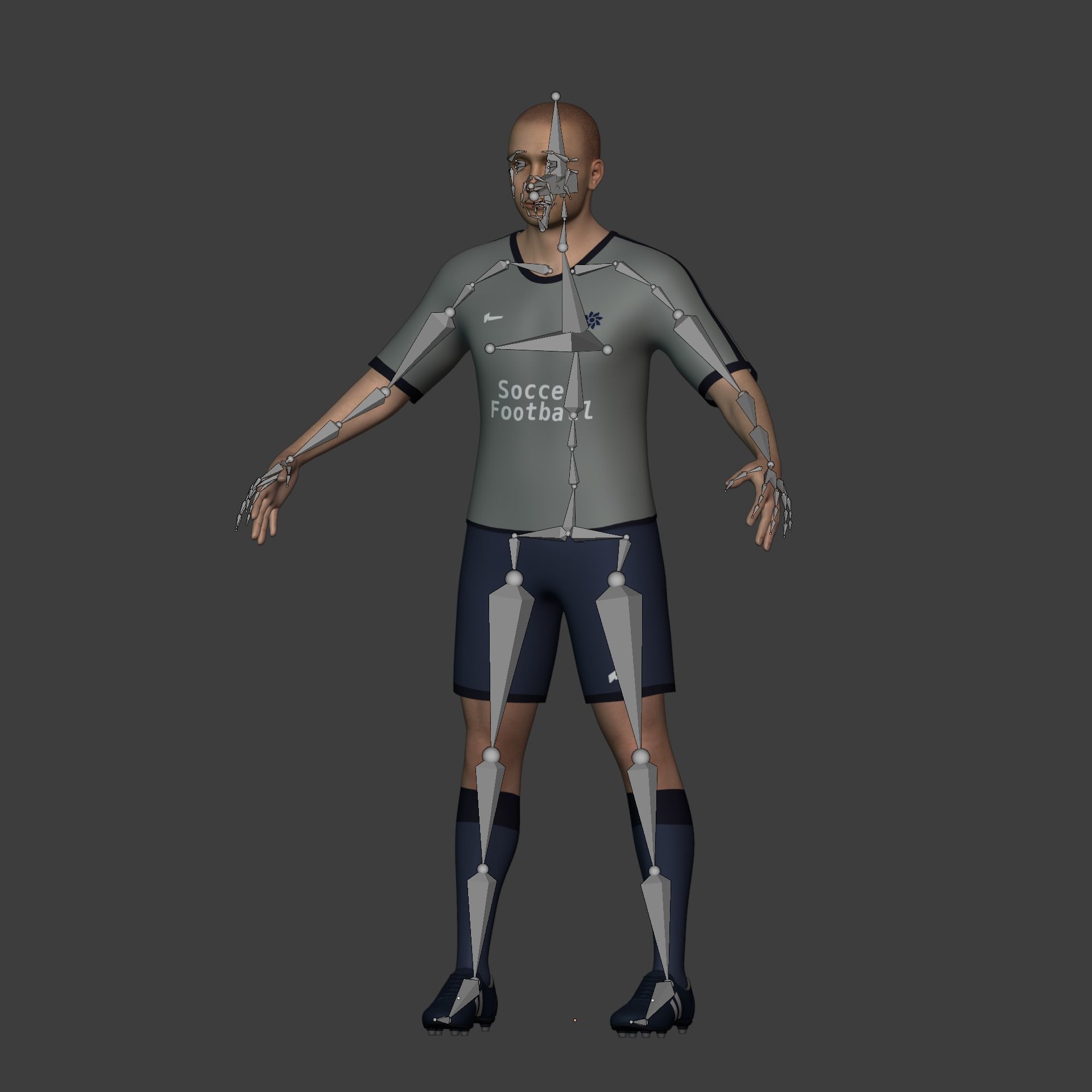 Soccer - Football Player -- High Quality IK and FK Rig Low-poly 3D model_4
