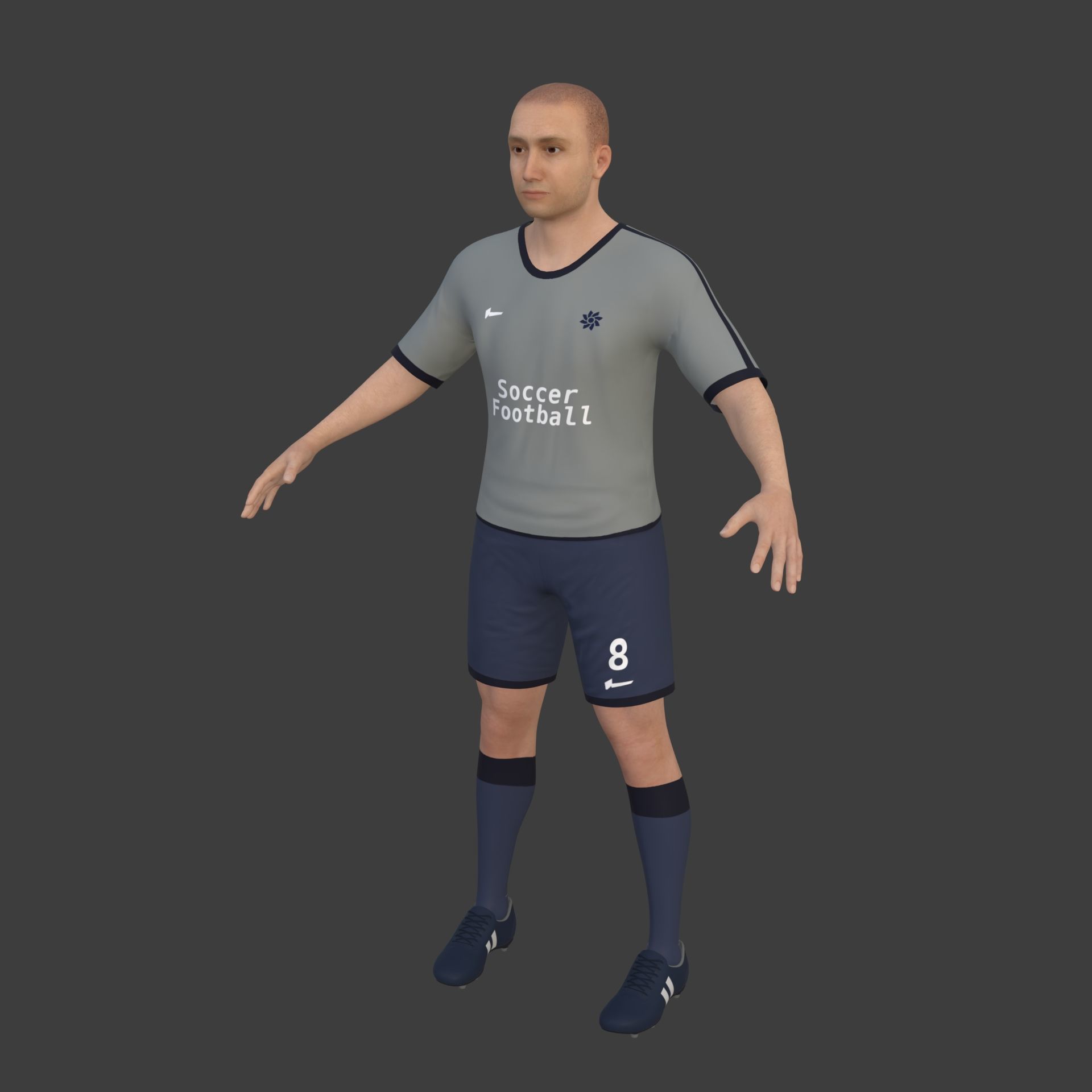 Soccer - Football Player -- High Quality IK and FK Rig Low-poly 3D model_5