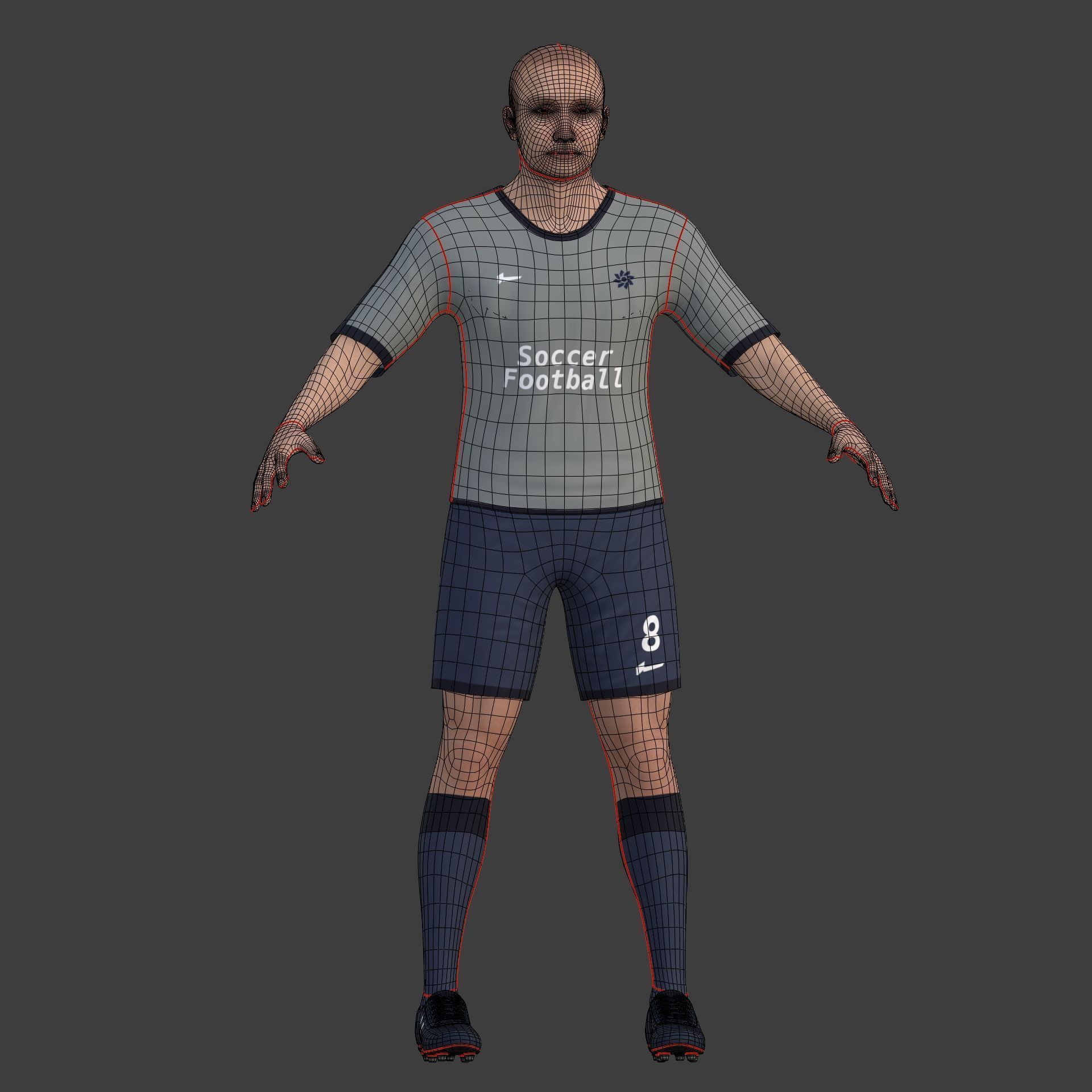 Soccer - Football Player -- High Quality IK and FK Rig Low-poly 3D model_11