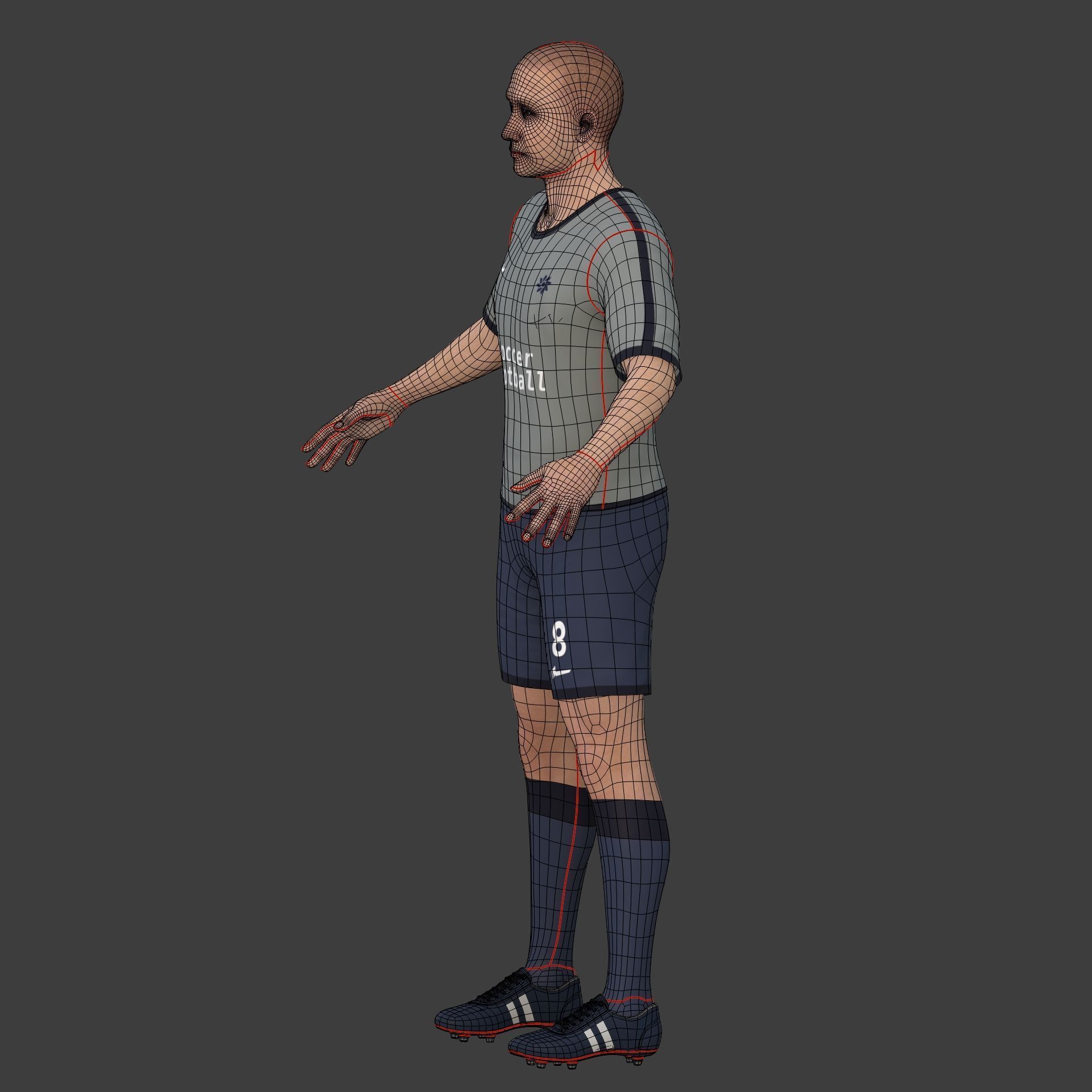 Soccer - Football Player -- High Quality IK and FK Rig Low-poly 3D model_13