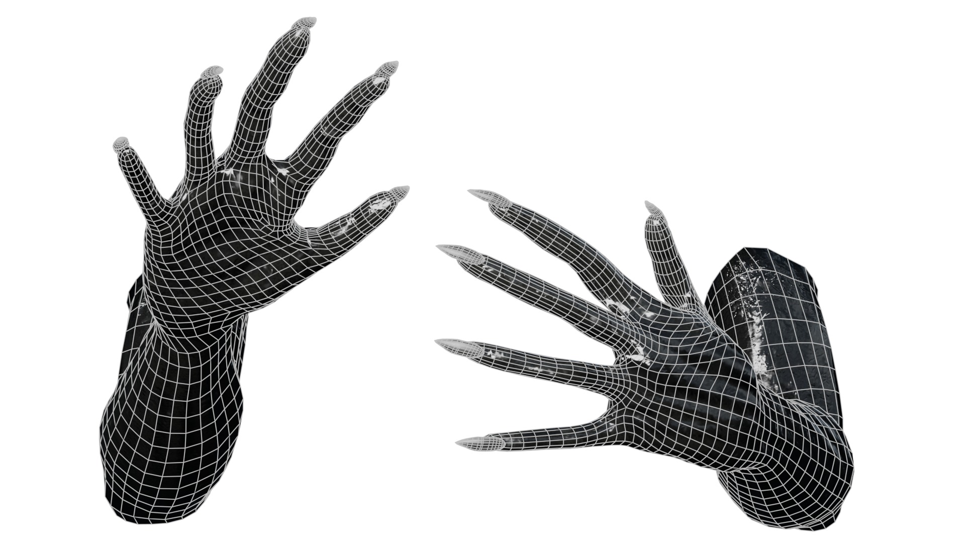 Rigged Black Monster Arms Low-poly 3D model_4