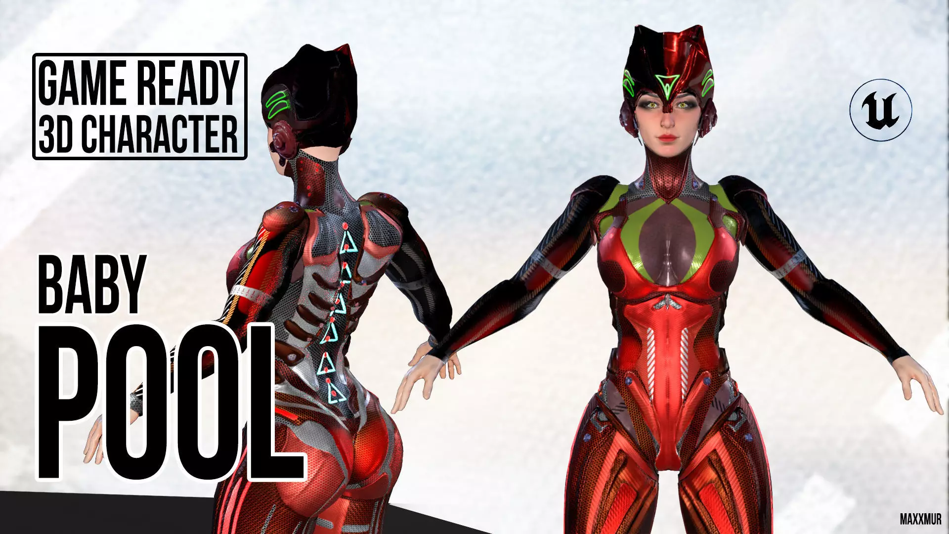 Low-Poly Game Ready PBR 3D Character is BABYPOOL Helmet Low-poly 3D model_0