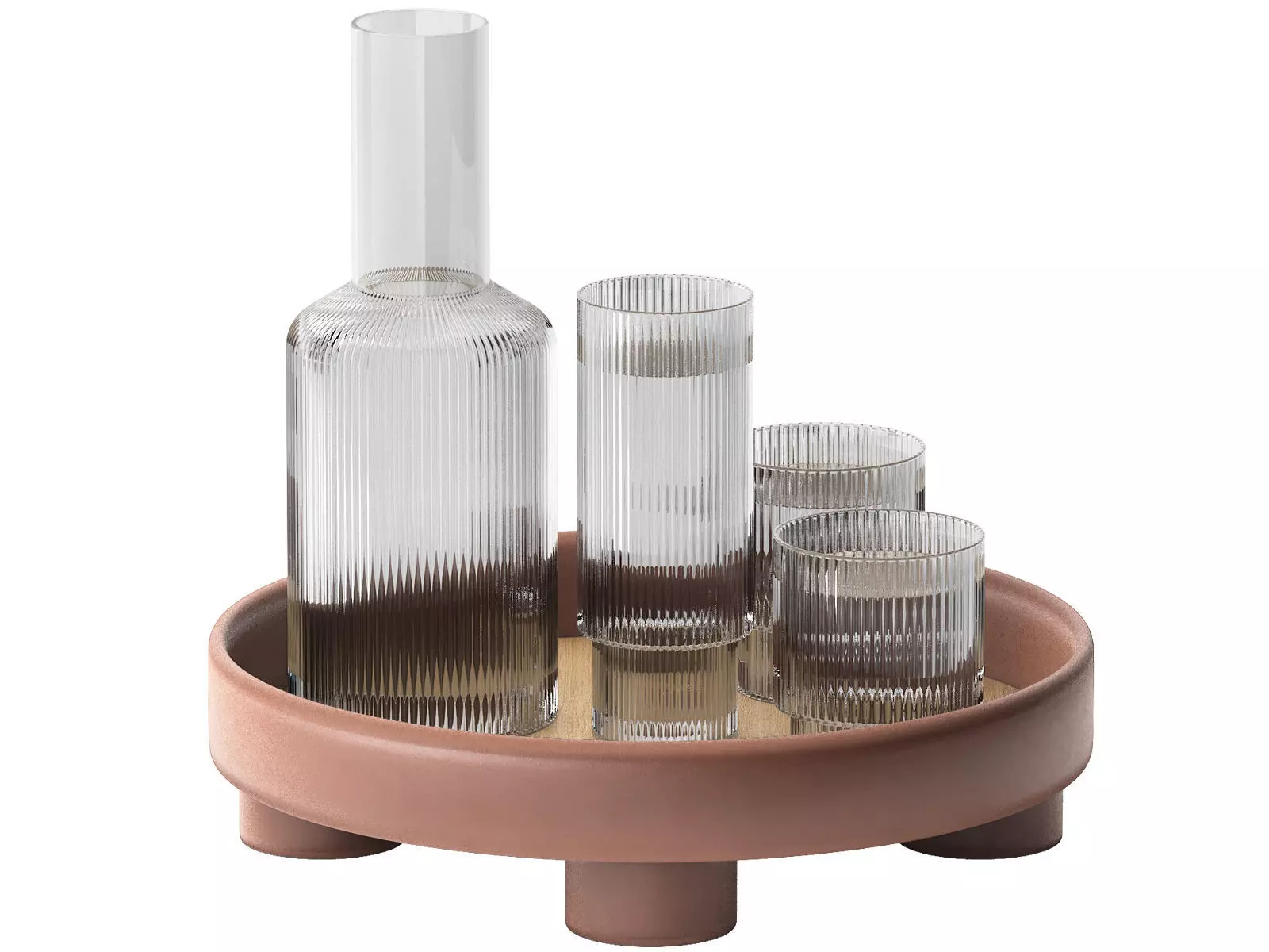 round platform tray with ripple carafe water 3D model