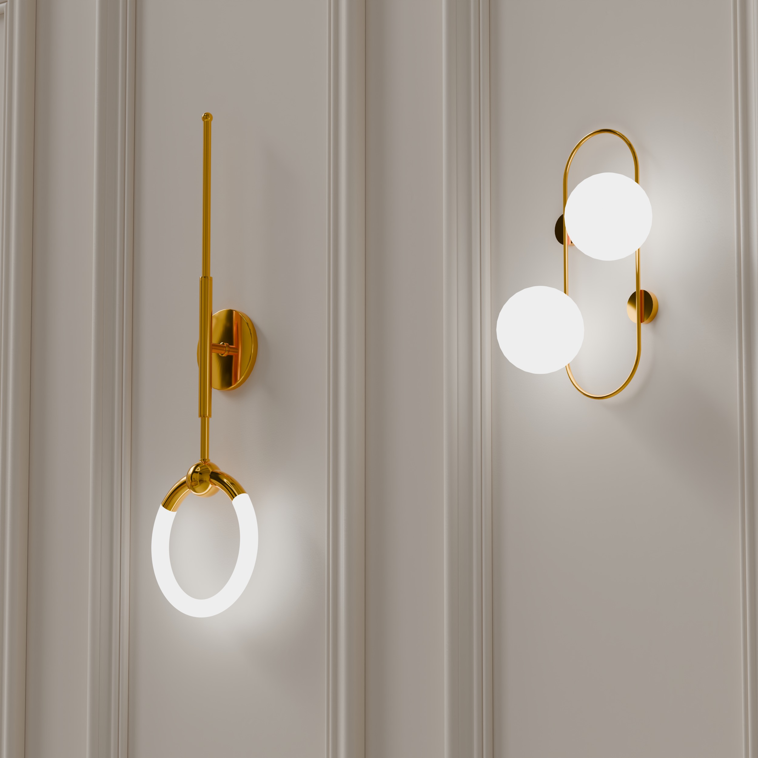 Wall Lamp Light Collection Low-poly 3D model_3