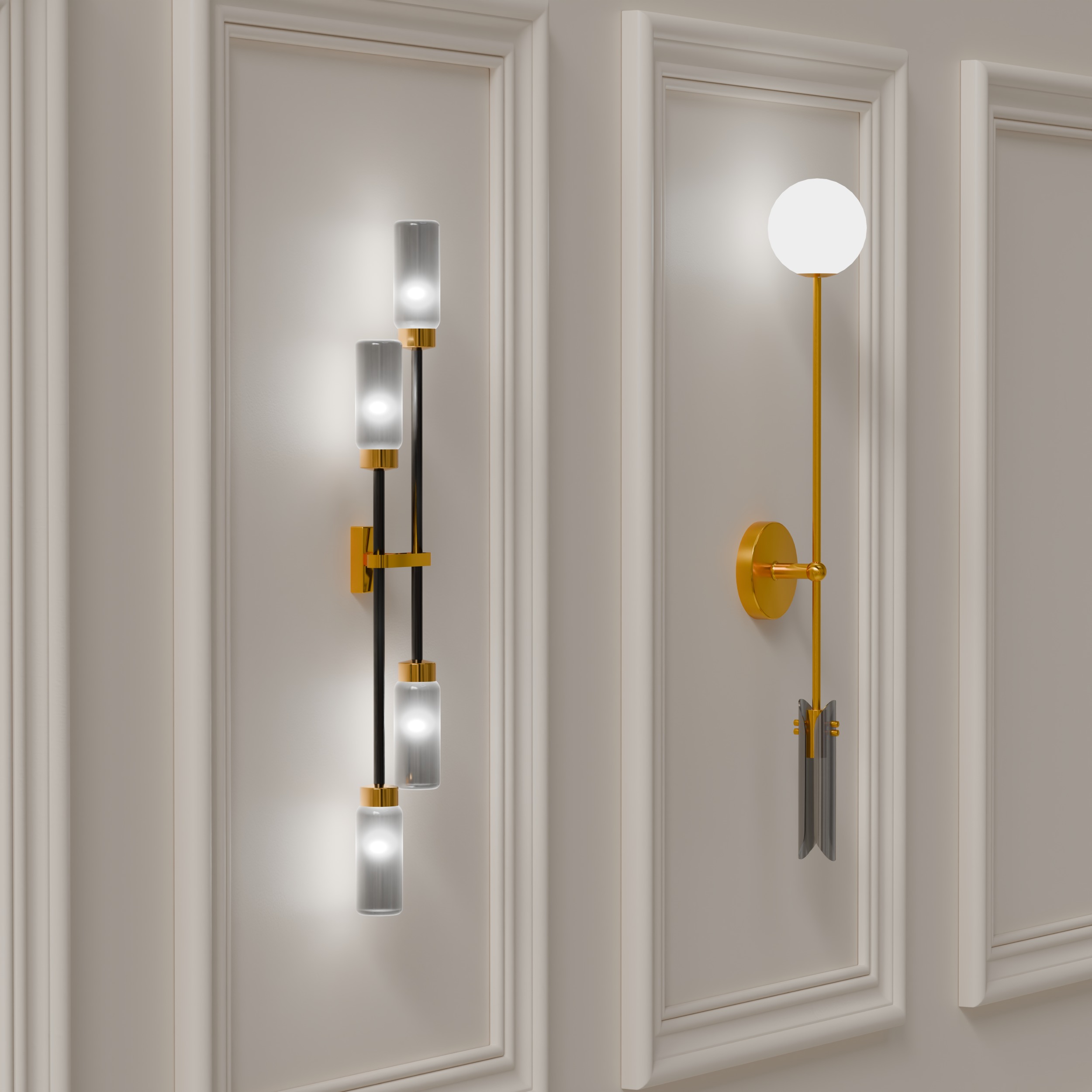 Wall Lamp Light Collection Low-poly 3D model_1