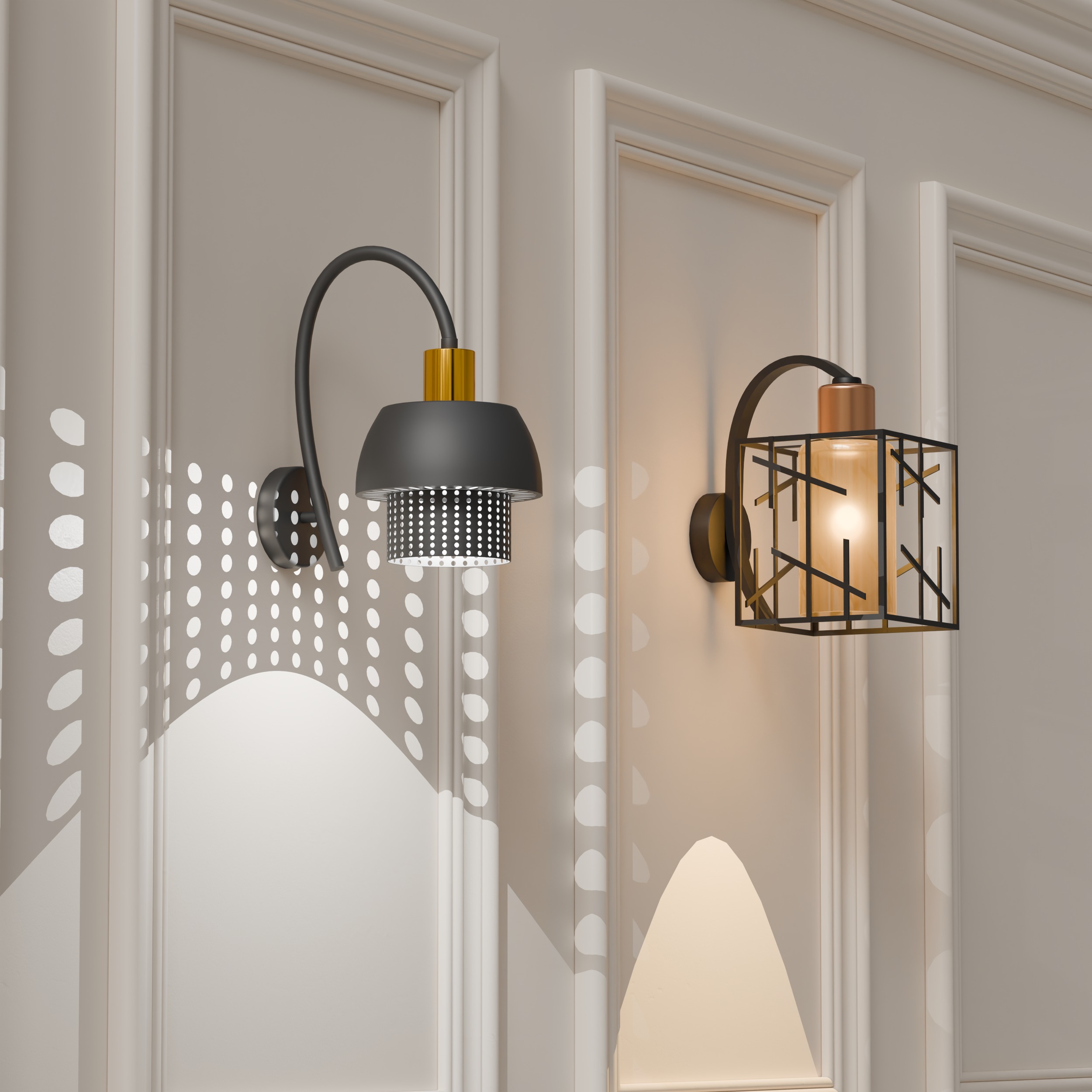 Wall Lamp Light Collection Low-poly 3D model_2
