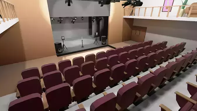 Concert Stage Hall Low-poly 3D model