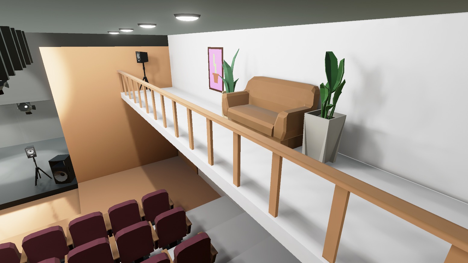 Concert Stage Hall Low-poly 3D model_9