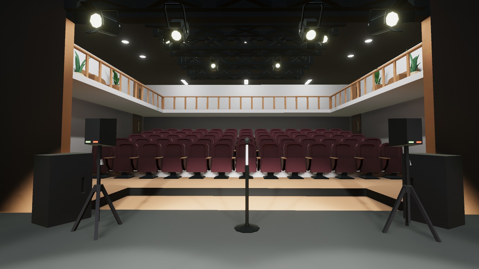 Concert Stage Hall Low-poly 3D model_1