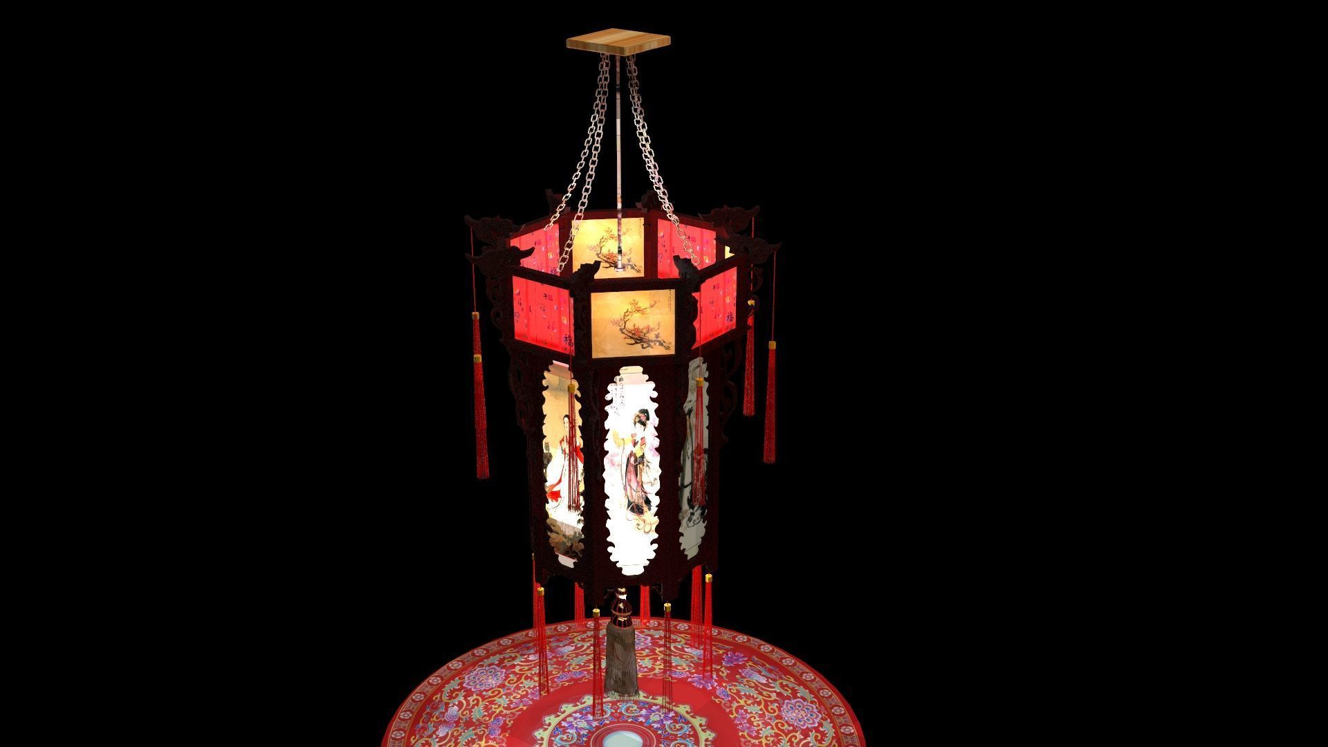 Chinese palace lantern 3D model_3