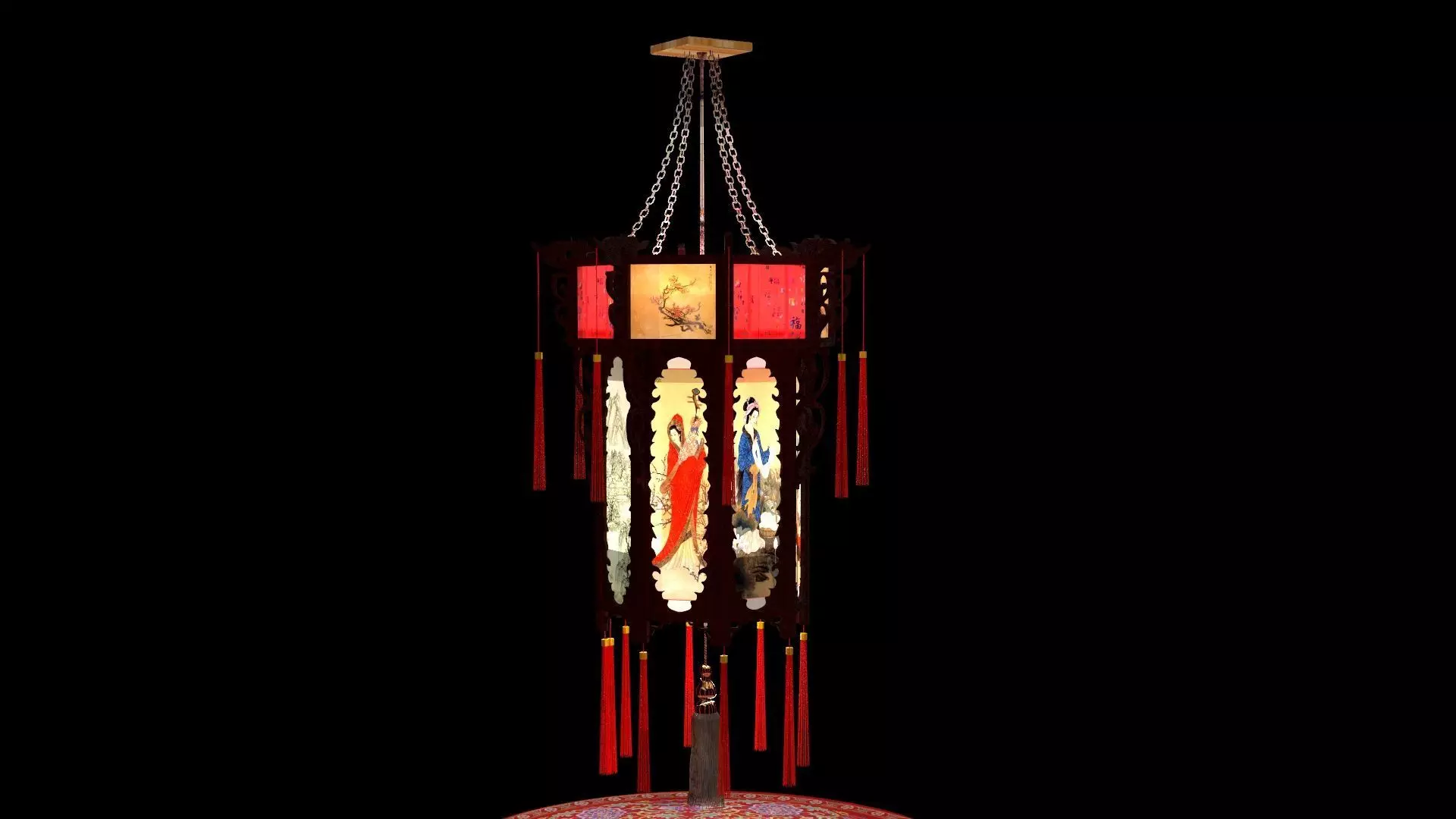Chinese palace lantern 3D model_0