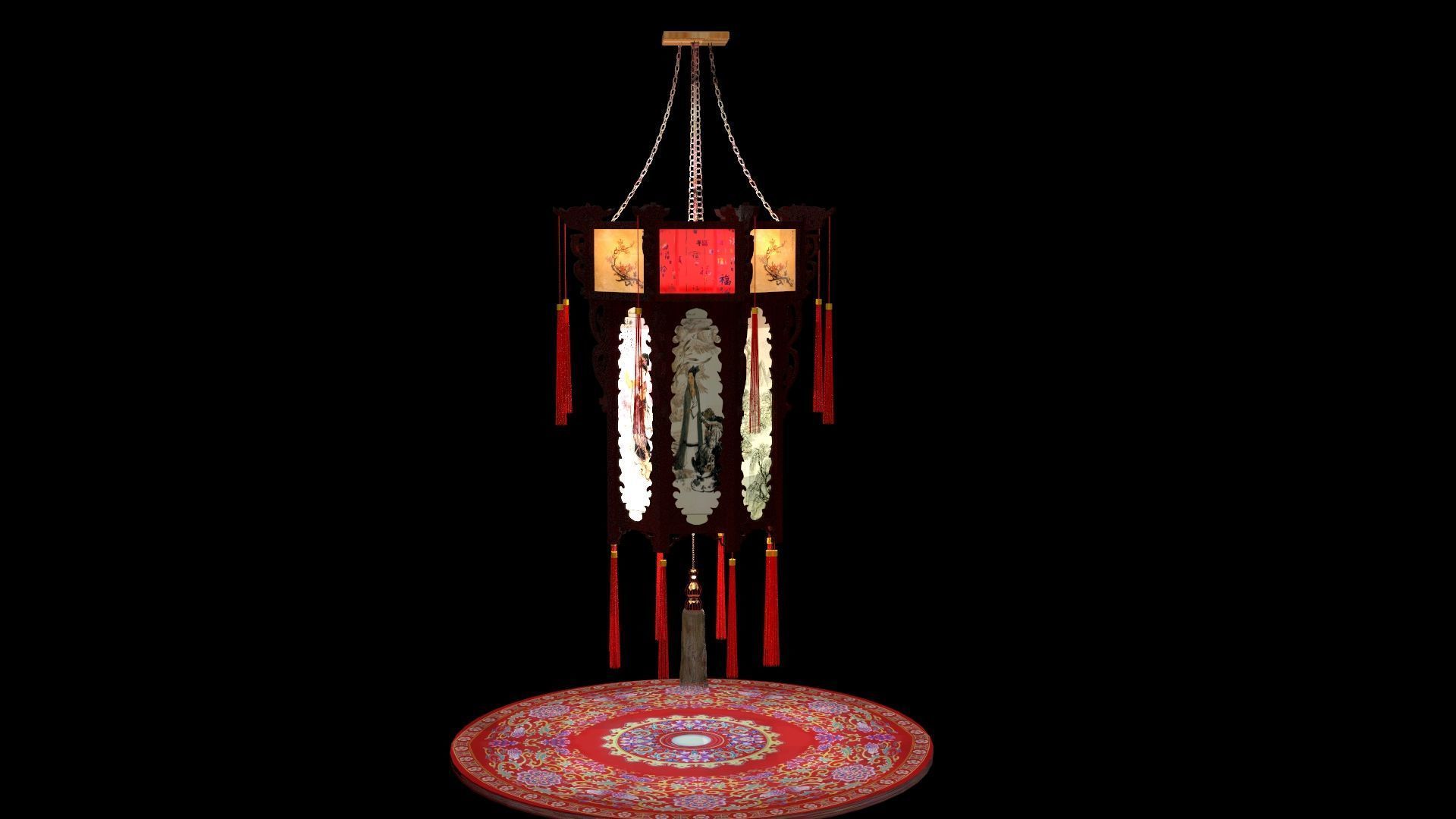 Chinese palace lantern 3D model_2