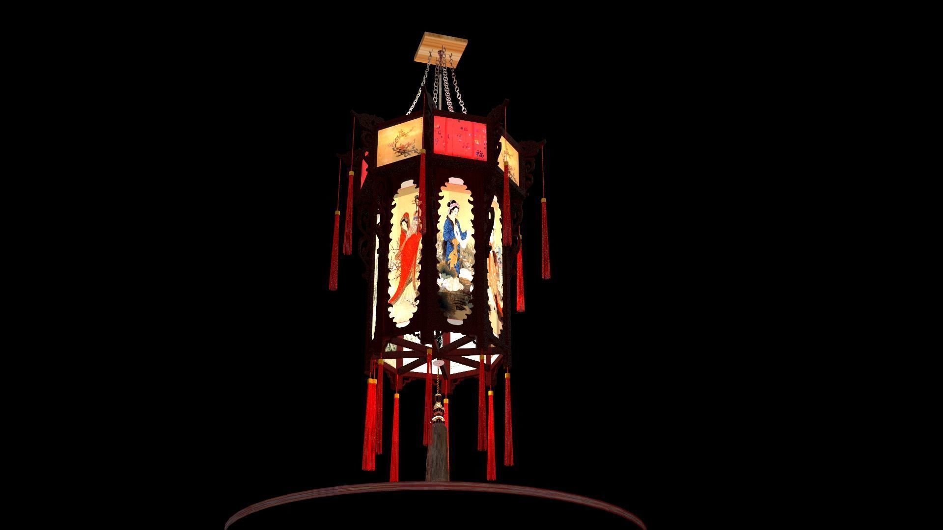 Chinese palace lantern 3D model_5