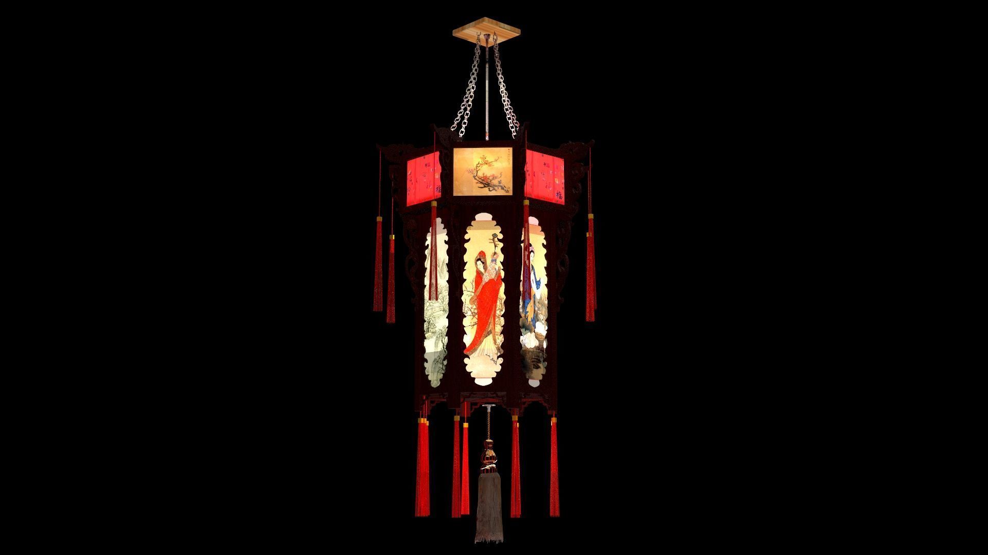 Chinese palace lantern 3D model_4