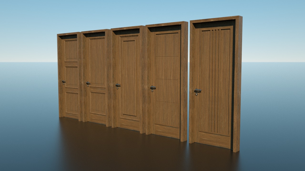 door PSL wooden bundle 3D model_1