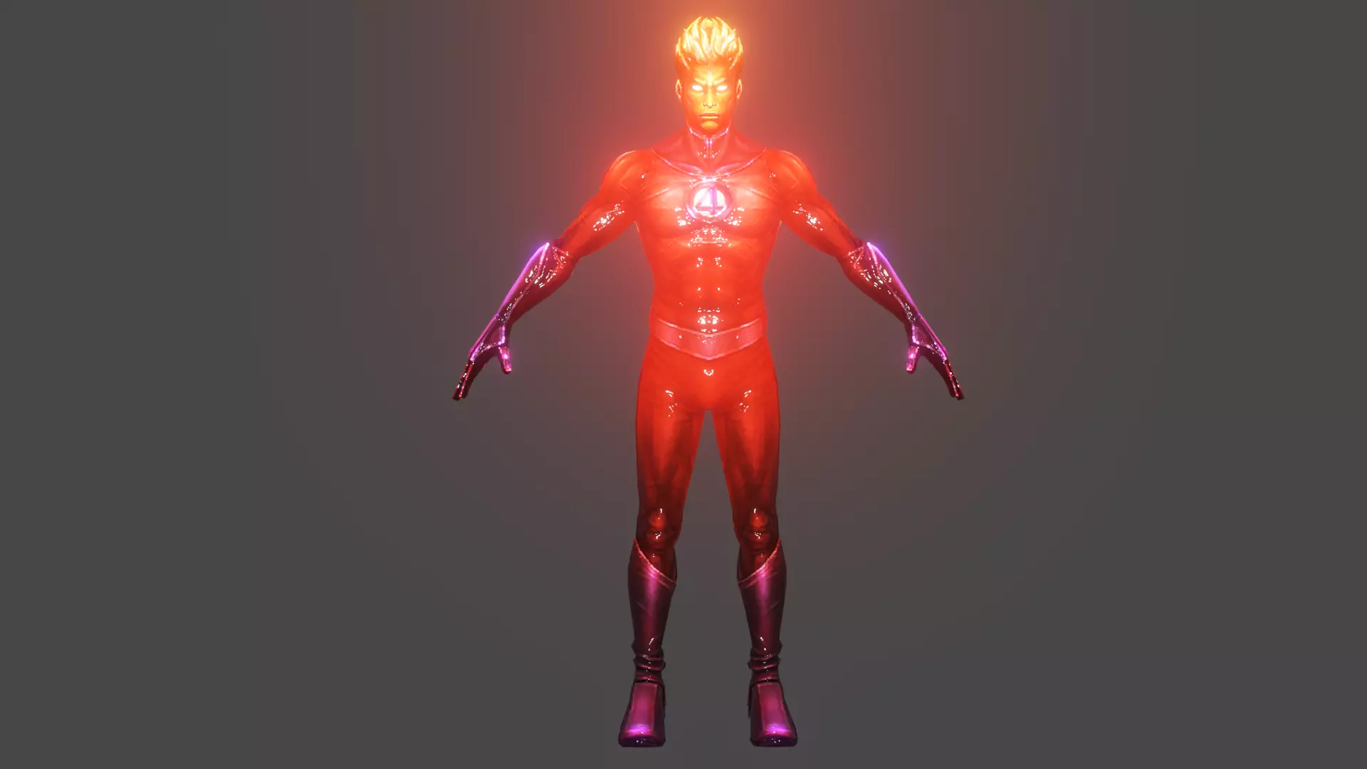 Human Torch Low-poly 3D model_0