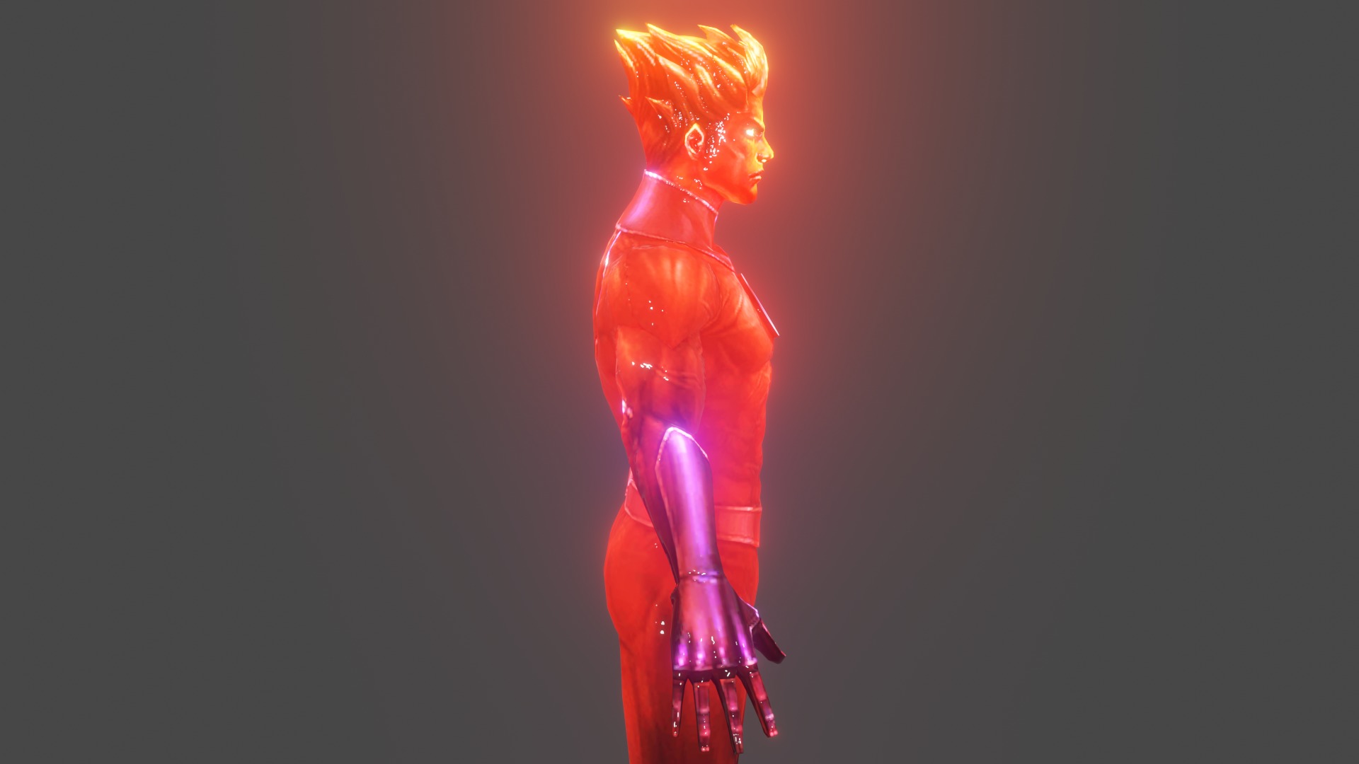 Human Torch Low-poly 3D model_3