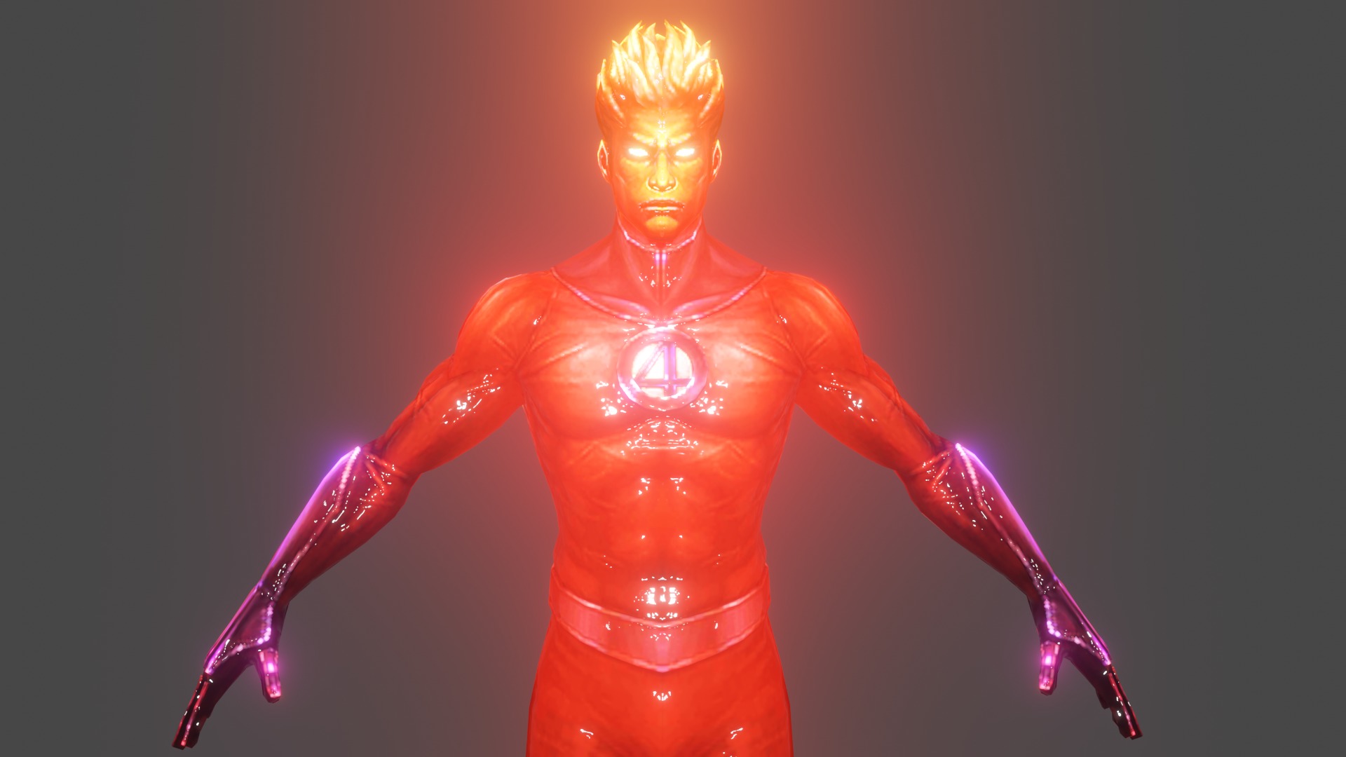 Human Torch Low-poly 3D model_1