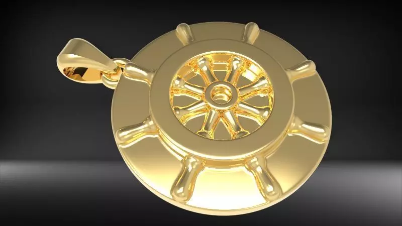 Ship Wheel Pendant necklace charm Bracelet Jewelry 3D print model