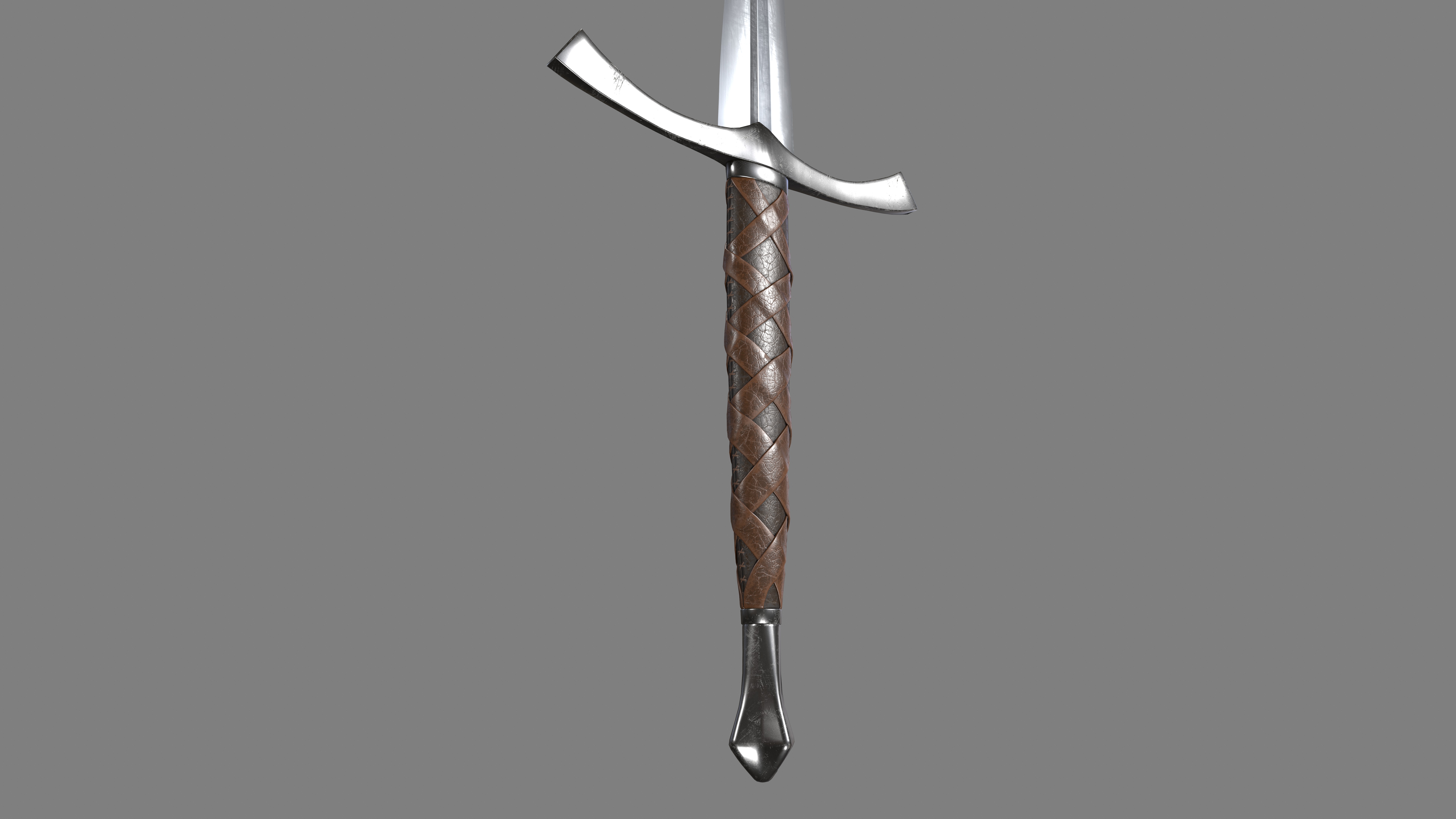 Leather bound sword Low-poly 3D model_5