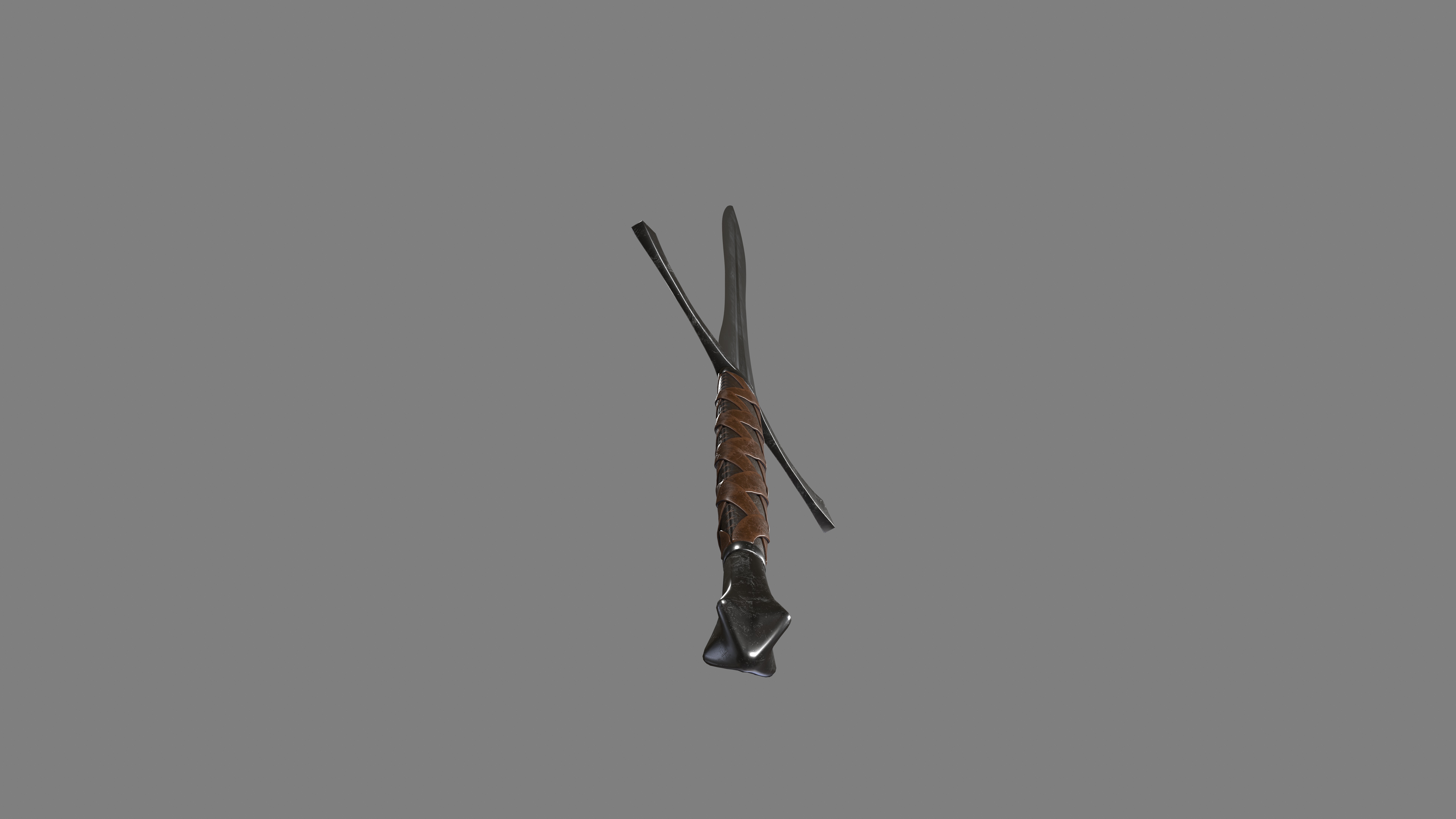 Leather bound sword Low-poly 3D model_6
