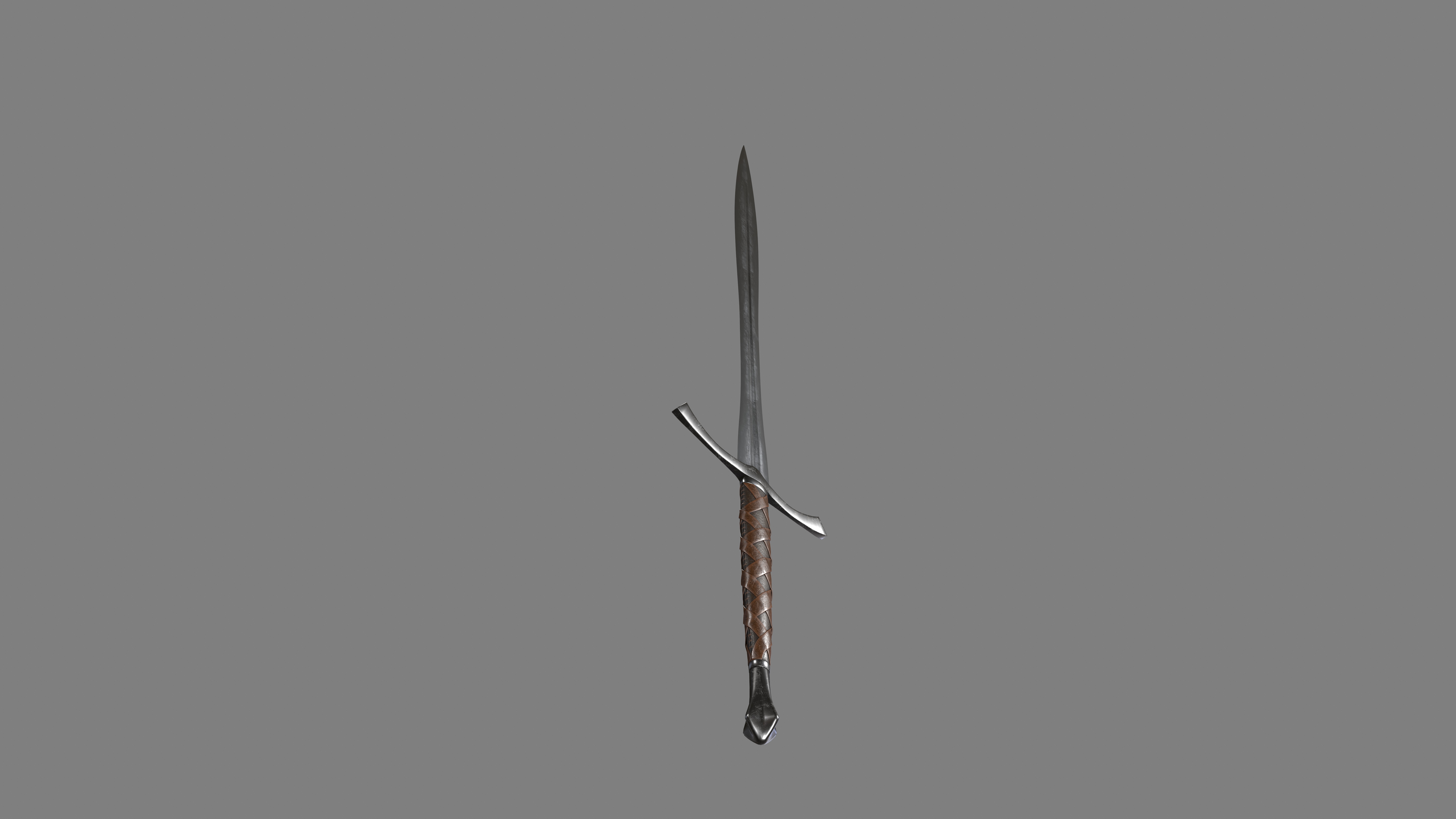 Leather bound sword Low-poly 3D model_3