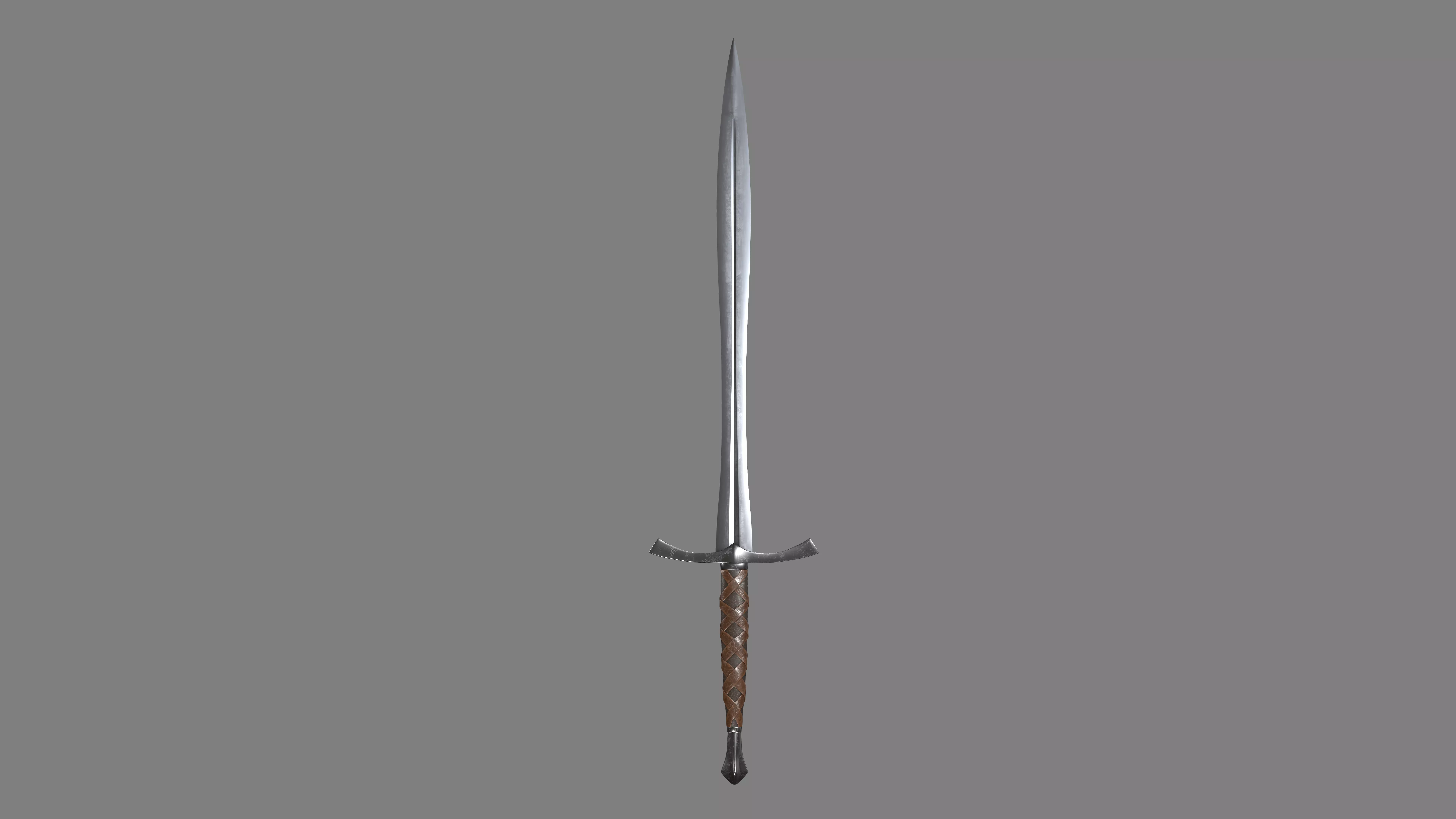 Leather bound sword Low-poly 3D model_0