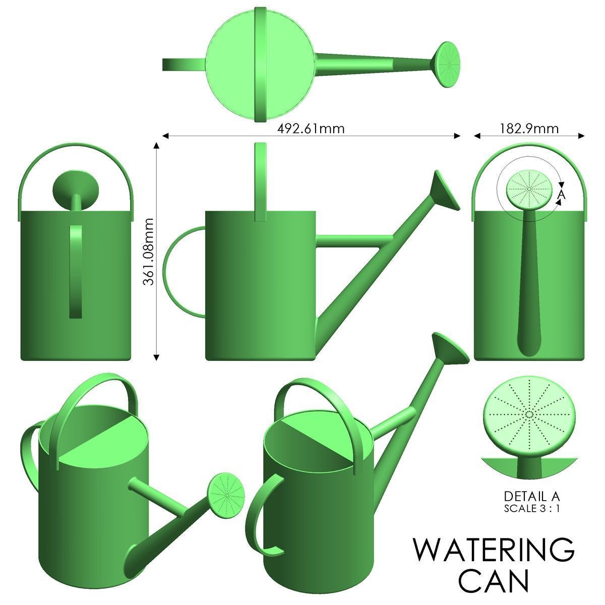 Watering Can 3D print model_9