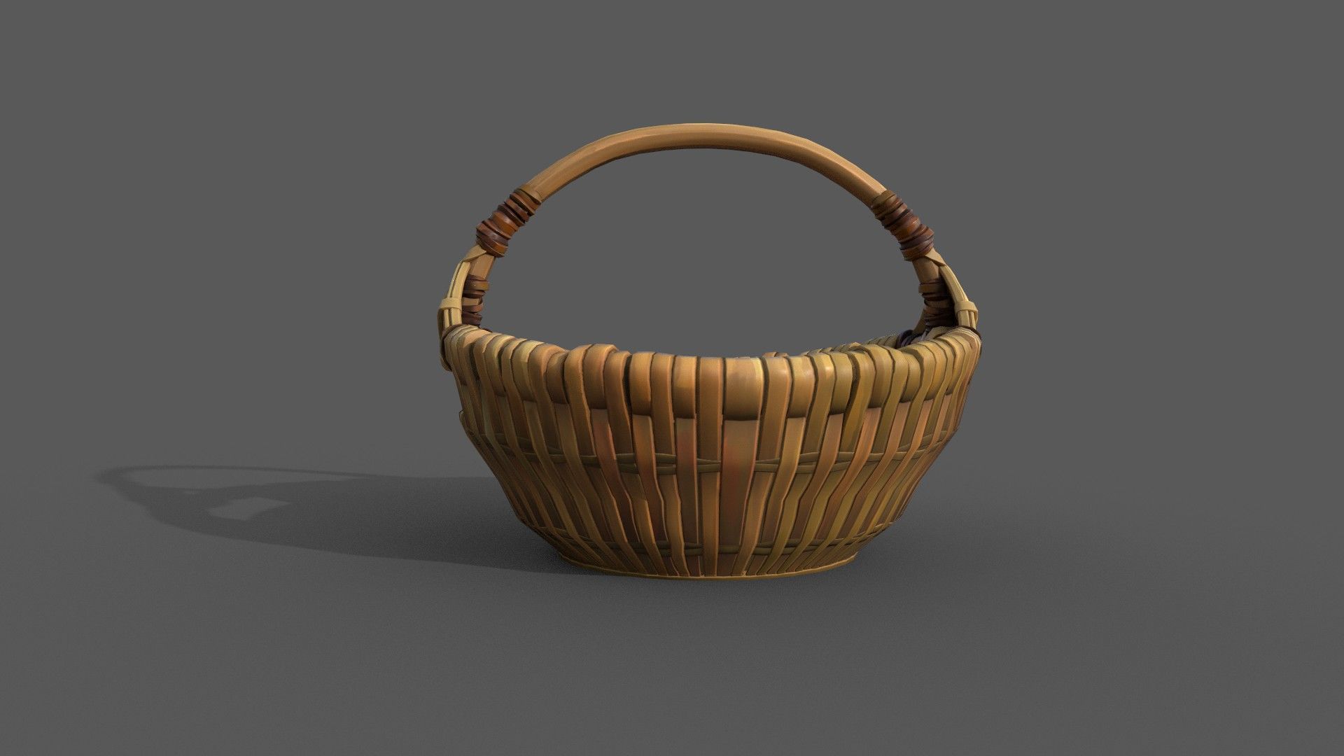 Stylized Wicked Basket Low-poly 3D model_1