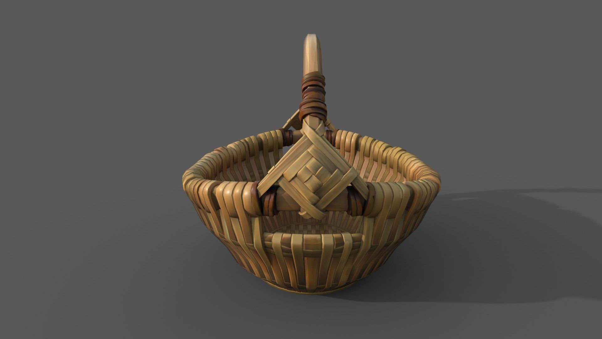 Stylized Wicked Basket Low-poly 3D model_3